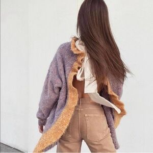 Zara Purple and Tan Textured Cardigan